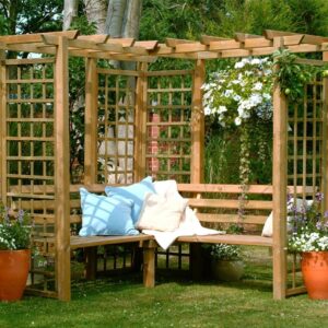 Пергола угловая со скамьями